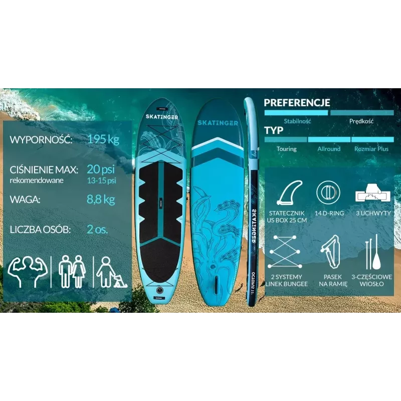 SKT Octopus SUP Gonfiabile Allround 335x86x15 cm