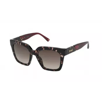 Nina Ricci SNR3185201GQ Occhiali da sole donna - montatura in acetato nera con lenti sfumate grigie, 52 mm