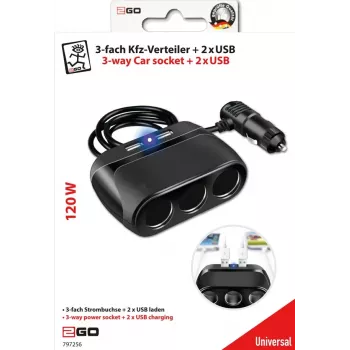 2GO 797256 Caricabatterie da auto per dispositivi mobili, nero