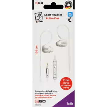 2GO Active 1 cuffie in-ear con filo e microfono per chiamate/musica - bianco
