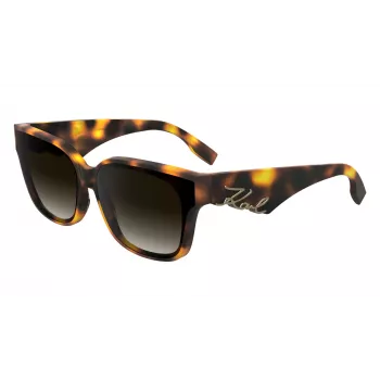 KARL LAGERFELD KL6161S-240 Occhiali da sole donna, forma quadrata oversize, Havana marrone con lenti marroni sfumate, 63/14/140 mm