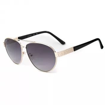 Guess GF0414-6032B Occhiali da sole unisex squadrati, montatura nero lucido, lente marrone sfumata, 60/12/140 mm