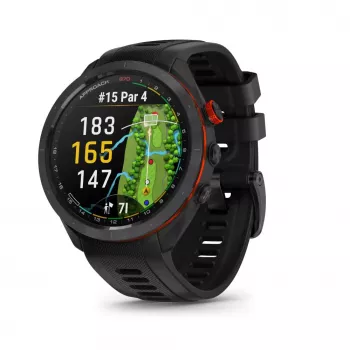 Garmin Approach S70 47mm Golf GPS Smartwatch – lunetta in ceramica nera/rossa con cinturino in silicone nero