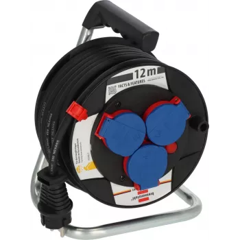 Brennenstuhl Garant 180 avvolgicavo 12 m, H07RN-F 3G1.5, nero, 9123020115