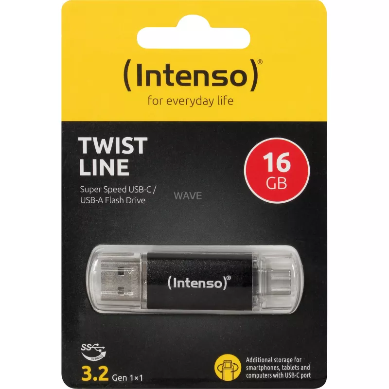INTENSO Twist Line 16 GB chiavetta USB antracite/trasparente USB-A 3.2 Gen 1 USB-C 3.2 Gen 1