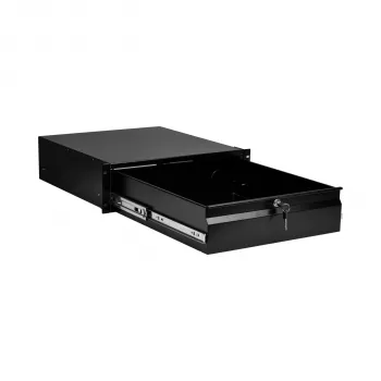 EFB-Elektronik cassetto portatastiera/documenti 19 pollici 3U, con serratura, RAL 9005 nero intenso