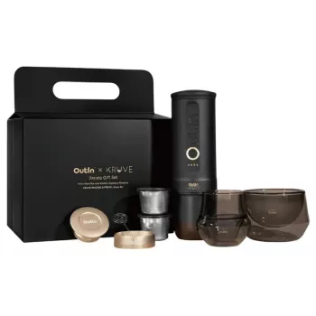 OutIn Nano x Kruve set regalo caffettiera espresso portatile nero/oro