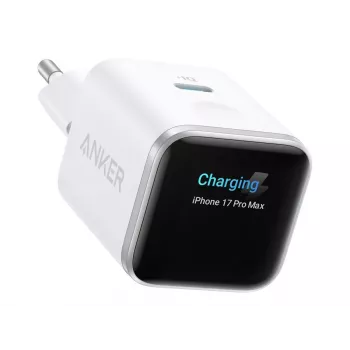 Anker Nano Charger 45W GaN USB-C ActiveShield 5.0 sensore touch rilevamento iPhone SmartDisplay bianco