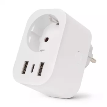ENTAC spina smart WiFi 1x Schuko con 2x USB-A e 1x USB-C, bianco