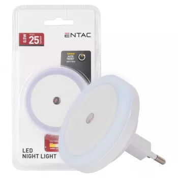 ENTAC luce notturna 0,5W rotonda bianco freddo con sensore crepuscolare
