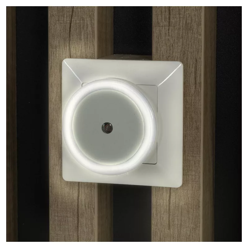 ENTAC luce notturna 0,5W rotonda bianco freddo con sensore crepuscolare