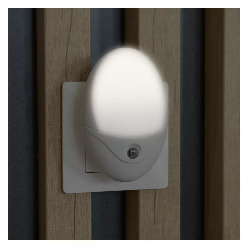 ENTAC luce notturna 0,5W ovale bianco freddo bianco sensore crepuscolare