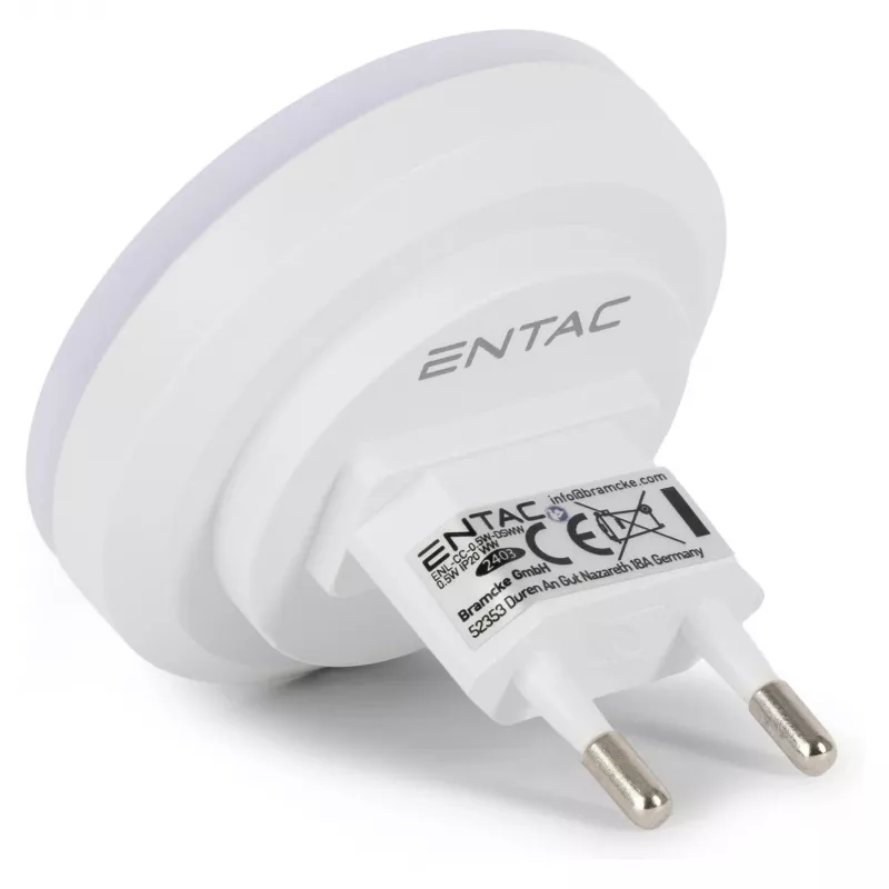 ENTAC luce notturna LED 0,5W rotonda bianco caldo con sensore crepuscolare