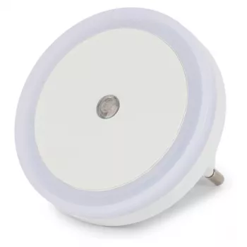 ENTAC luce notturna LED 0,5W rotonda bianco caldo con sensore crepuscolare