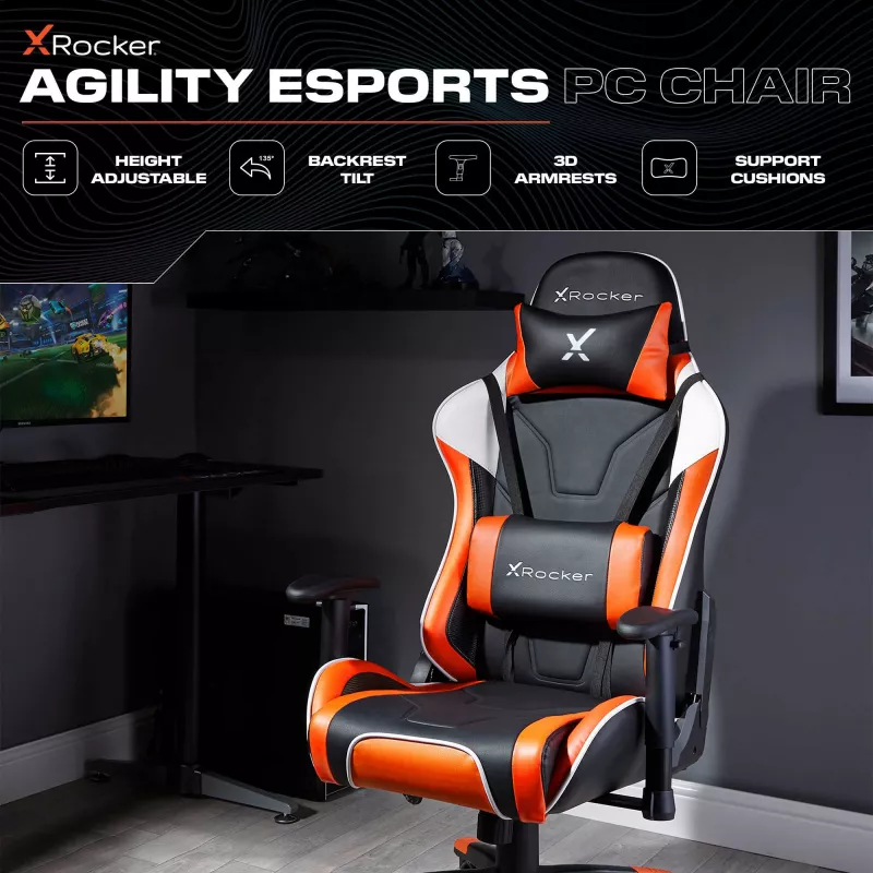 X Rocker Agility eSports sedia da gaming per scrivania - nero/arancione