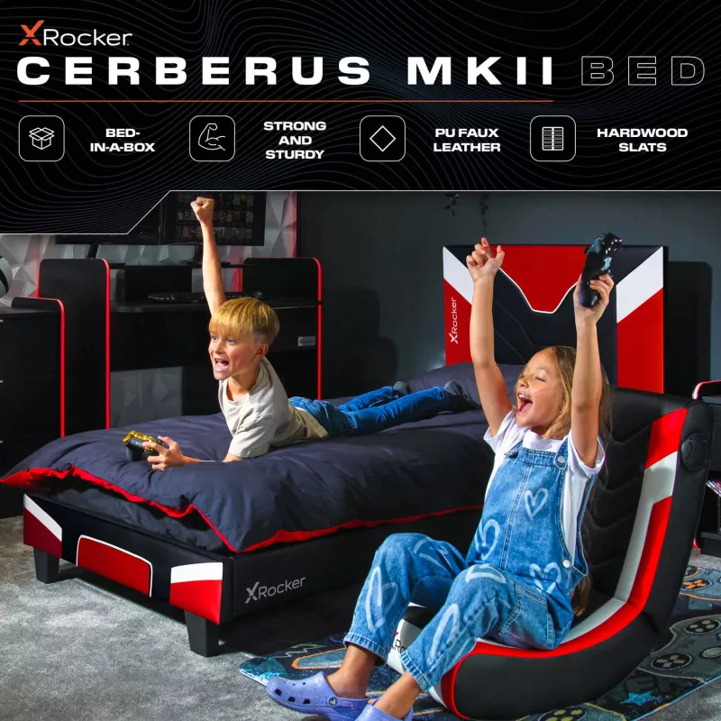 XROCKER letto singolo Gaming & Racing 90x190cm rosso similpelle