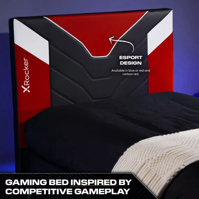 XROCKER letto singolo Gaming & Racing 90x190cm rosso similpelle