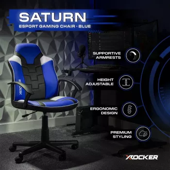 X Rocker Saturn sedia da scrivania da gaming per bambini e ragazzi - blu