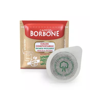 Cialde di caffè Caffè Borbone Miscela Rossa 44mm sistema ESE confezione da 100, 7,2g per cialda