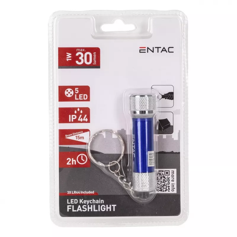 Torcia portachiavi ENTAC 5 LED blu