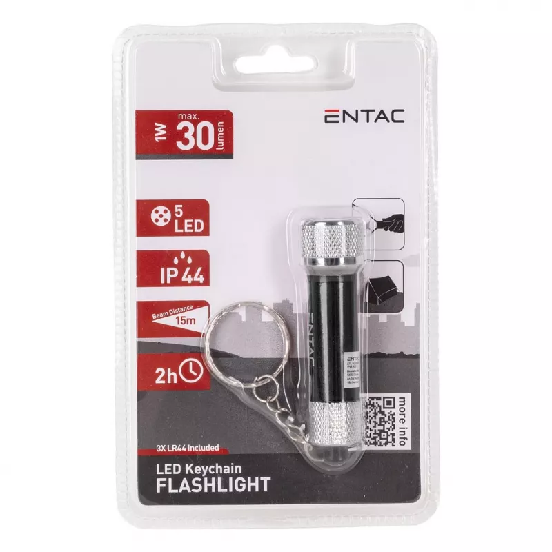 Torcia portachiavi ENTAC 5 LED nero