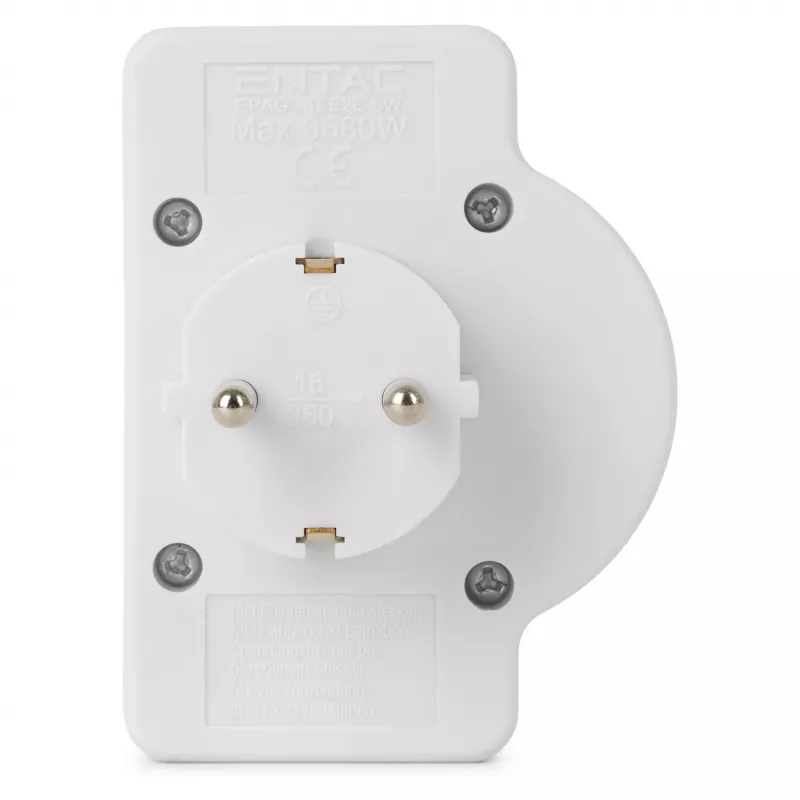 Adattatore da parete ENTAC 2x Euro 1x Schuko con interruttore bianco