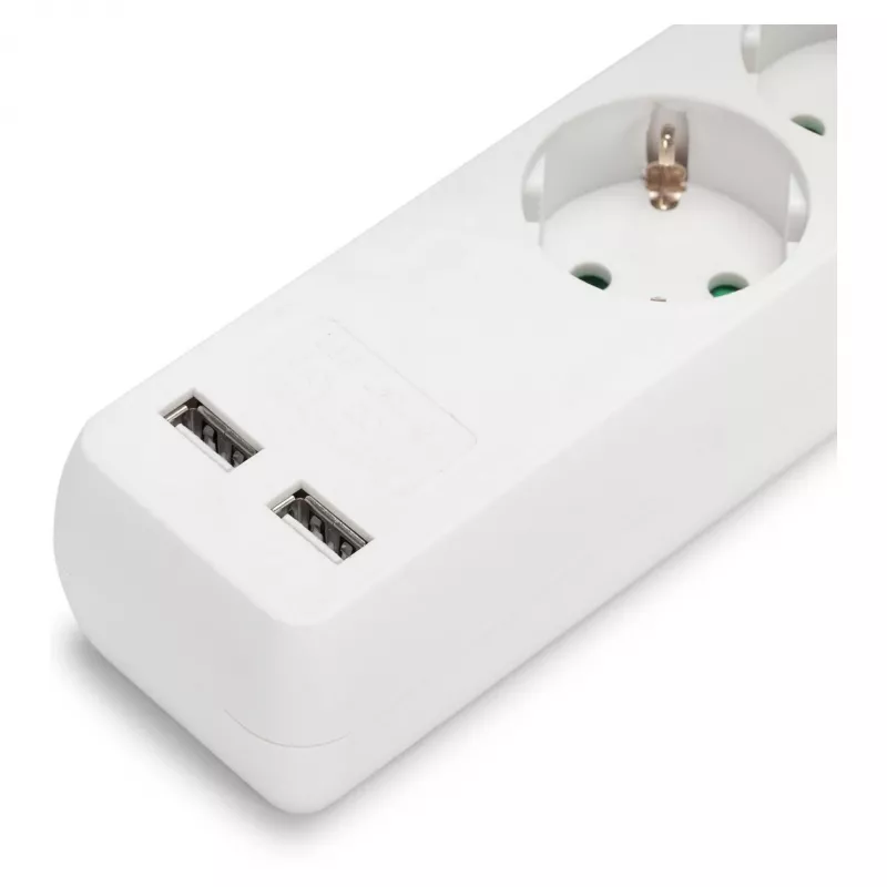 Ciabatta ENTAC 3 prese con USB 1,5m interruttore bianco