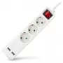 Ciabatta ENTAC 3 prese con USB 1,5m interruttore bianco