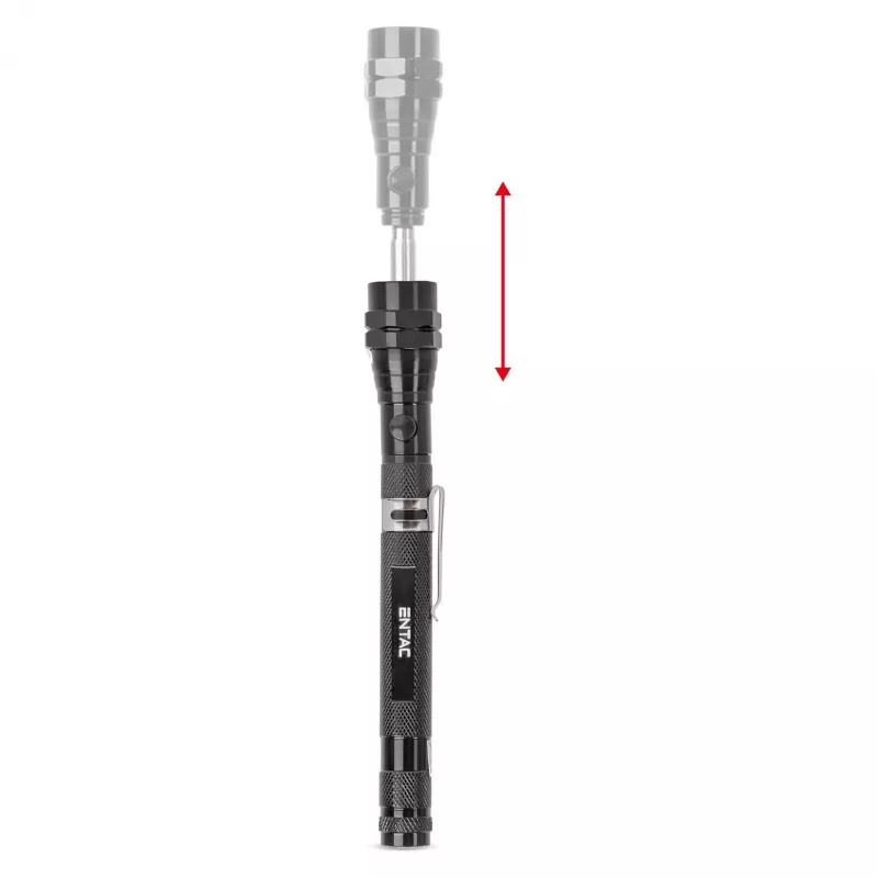 Torcia LED ENTAC EFL-1W-FLEX-ALU 1W con collo telescopico, alluminio, nero