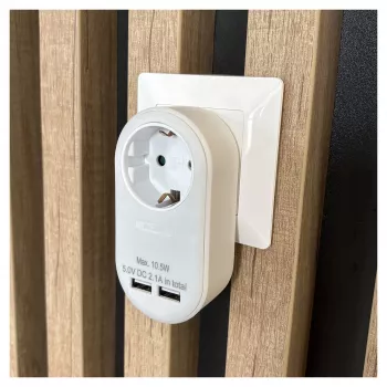 Adattatore da parete ENTAC con 2x USB-A bianco
