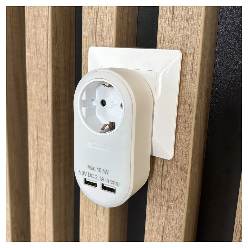 Adattatore da parete ENTAC con 2x USB-A bianco