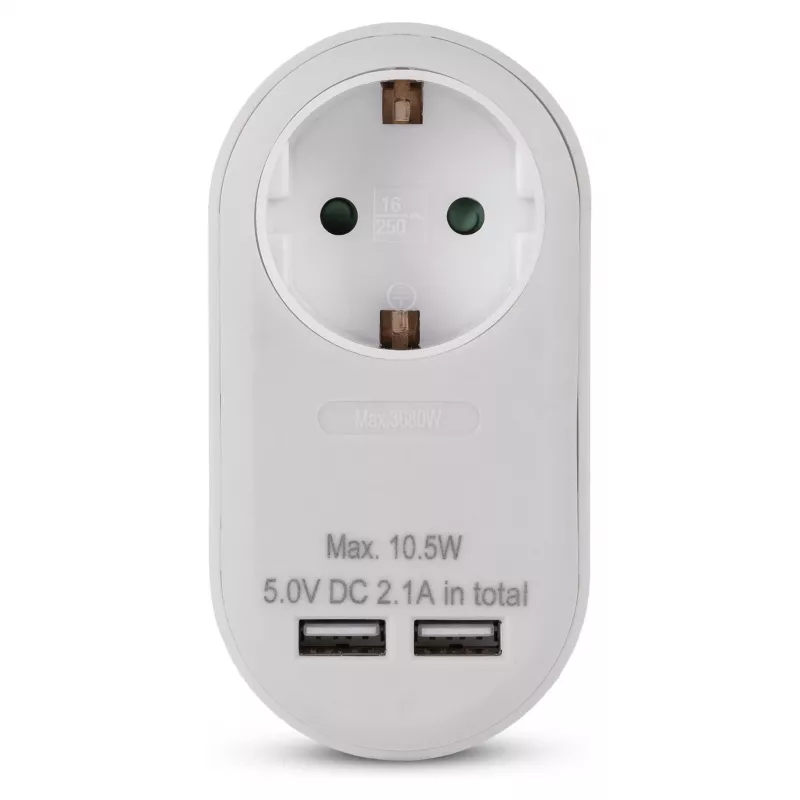Adattatore da parete ENTAC con 2x USB-A bianco