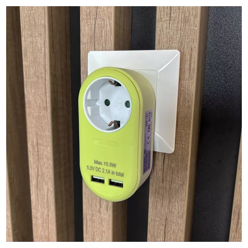 Adattatore da parete ENTAC con 2x USB-A lime