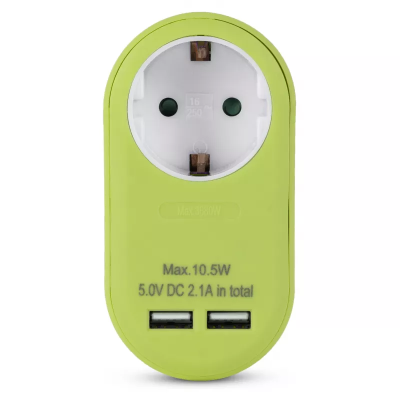 Adattatore da parete ENTAC con 2x USB-A lime