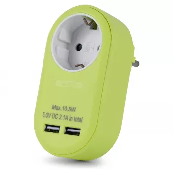 Adattatore da parete ENTAC con 2x USB-A lime