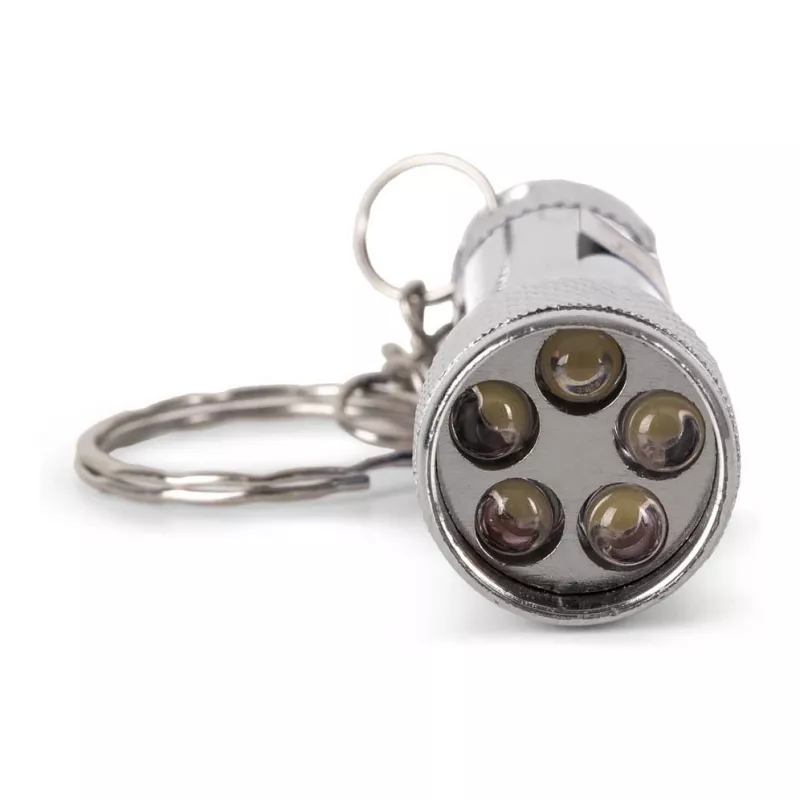ENTAC Portachiavi torcia 5 LED argento