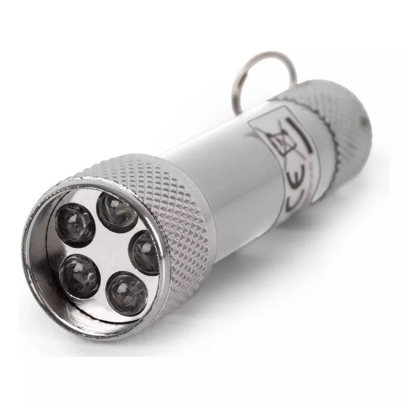 ENTAC Portachiavi torcia 5 LED argento