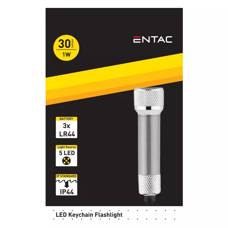 ENTAC Portachiavi torcia 5 LED argento