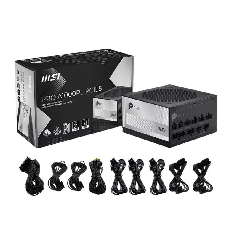 MSI PRO A1000PL PCIE5 1000W 80 PLUS Gold completamente modulare ATX 3.0 alimentatore