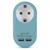 ENTAC Adattatore da presa con 2x USB-A blu