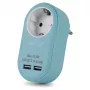 ENTAC Adattatore da presa con 2x USB-A blu