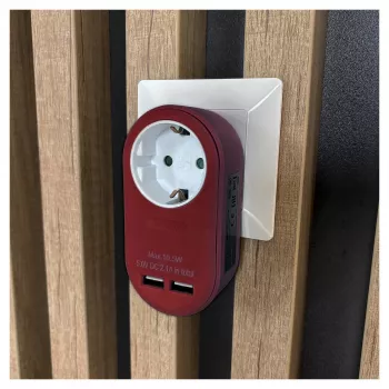 ENTAC adattatore per presa con 2x USB-A bordeaux