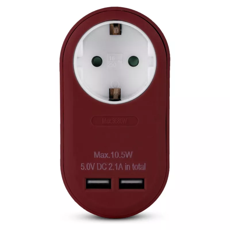 ENTAC adattatore per presa con 2x USB-A bordeaux