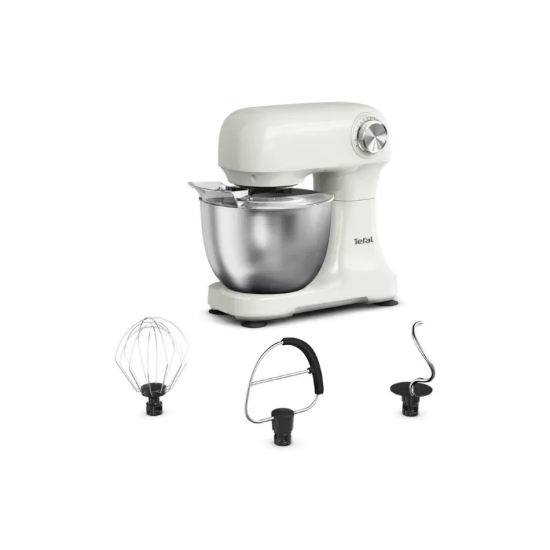 TEFAL QB140AF0 Bake Easy Impastatrice, 500 W, 12 velocità, ciotola da 3,5 L, beige