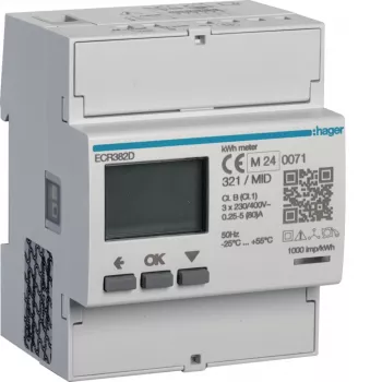 Hager ECR382D Contatore di energia trifase a connessione diretta 80A 4 moduli Modbus MID