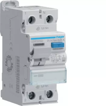 HAGER CDF525D Interruttore differenziale 2P 10kA 25A 30mA Tipo F