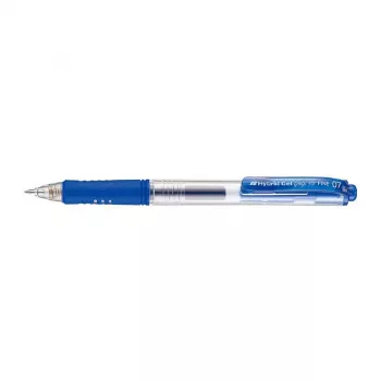 Pentel Hybrid Gel Grip Penna Gel Retrattile - Inchiostro Blu - Punta Media 0,7 mm - Clip in Metallo - Fusto Blu Trasparente