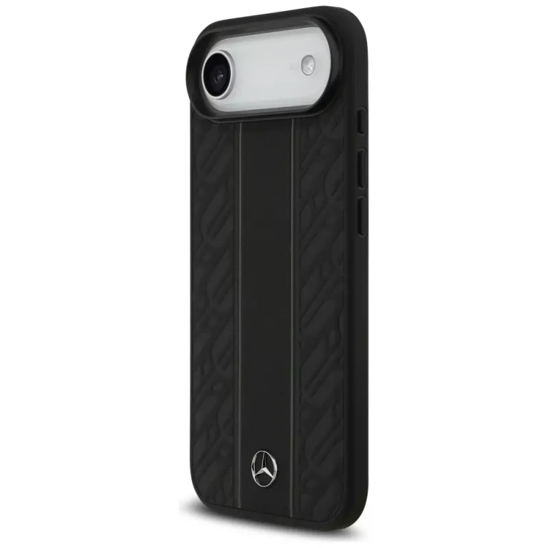 Mercedes-Benz custodia in pelle Laurel Leaves Stripes MagSafe per iPhone Air, nera