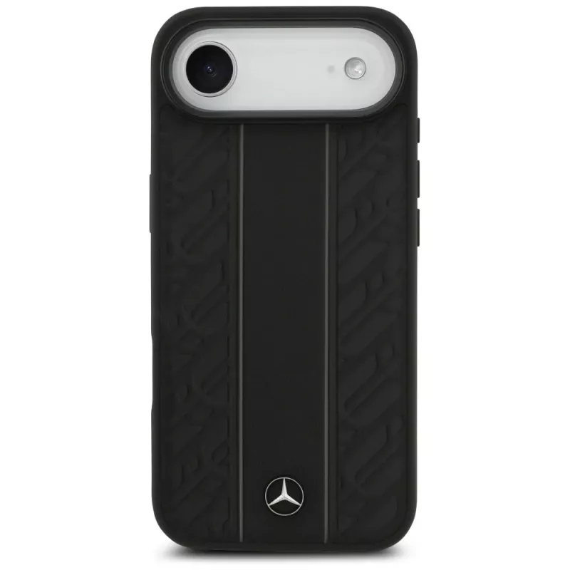 Mercedes-Benz custodia in pelle Laurel Leaves Stripes MagSafe per iPhone Air, nera