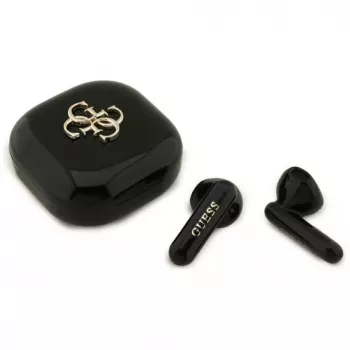 Guess 4G Metal Logo Auricolari Bluetooth True Wireless Stereo con Custodia di Ricarica (Nero)